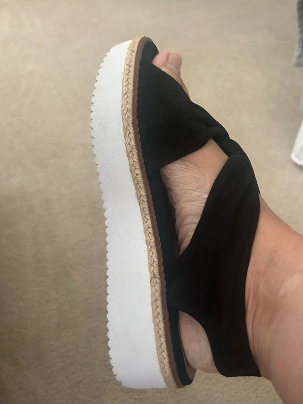 Caslon Black Knotted Espadrille Sandals suede upper and leather foot bed. New!
